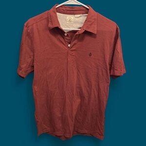 Volcom Men's Polo Shirt in Deep Red